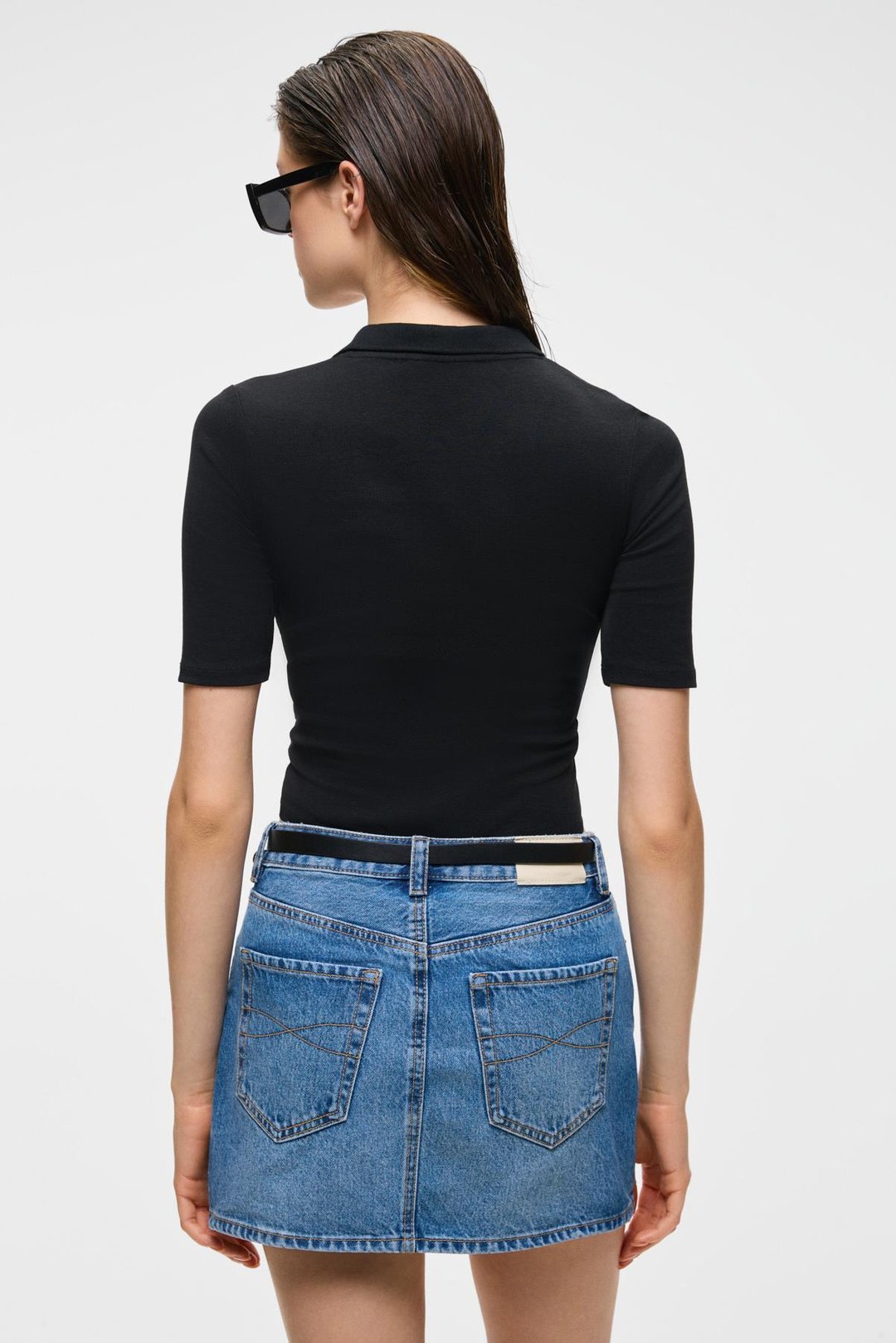 LOKKISER Kadın Düğmeli Apaj Yaka Kısa Kol Siyah Yelek