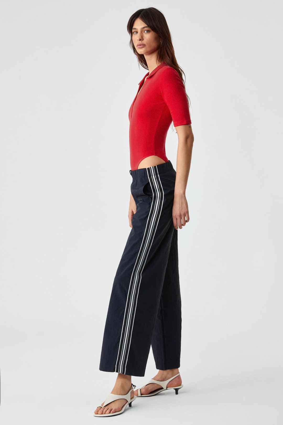 LOKKISER Kadın Düğmeli Apaj Yaka Kısa Kol Kırmızı Yelek