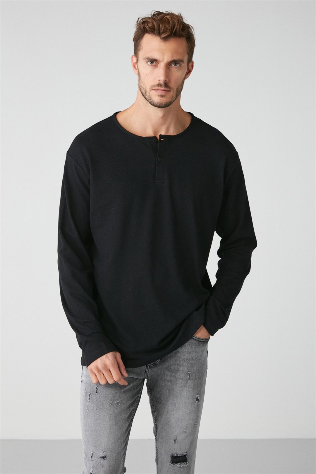 LORENZO Örme Regular Siyah  Sweatshirt
