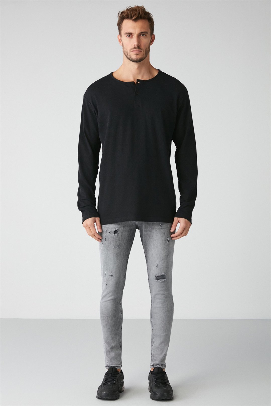 LORENZO Örme Regular Siyah  Sweatshirt