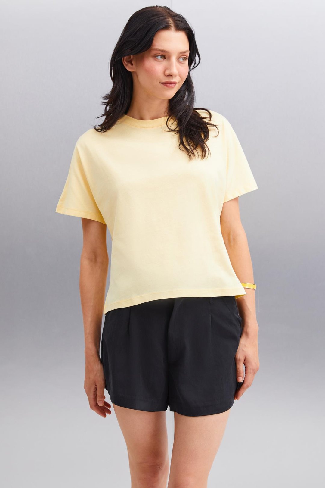 LOTTIE  Regular Sarı Tekli T-Shirt