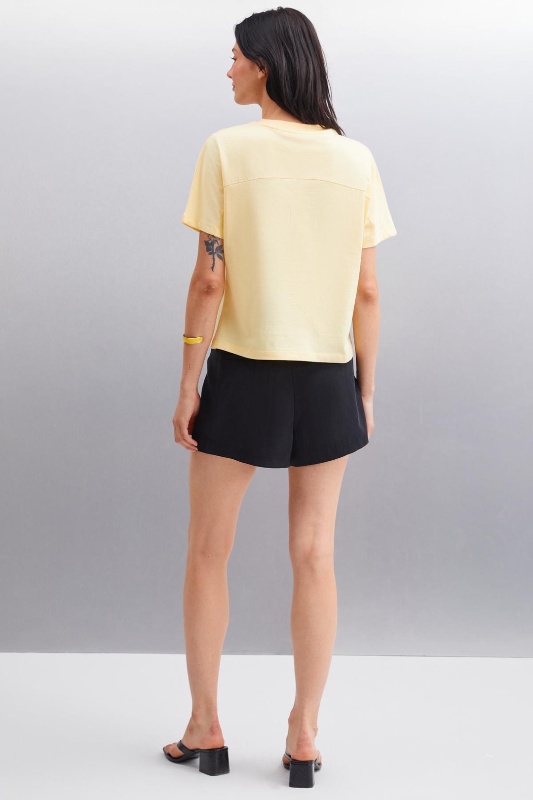 LOTTIE  Regular Sarı Tekli T-Shirt