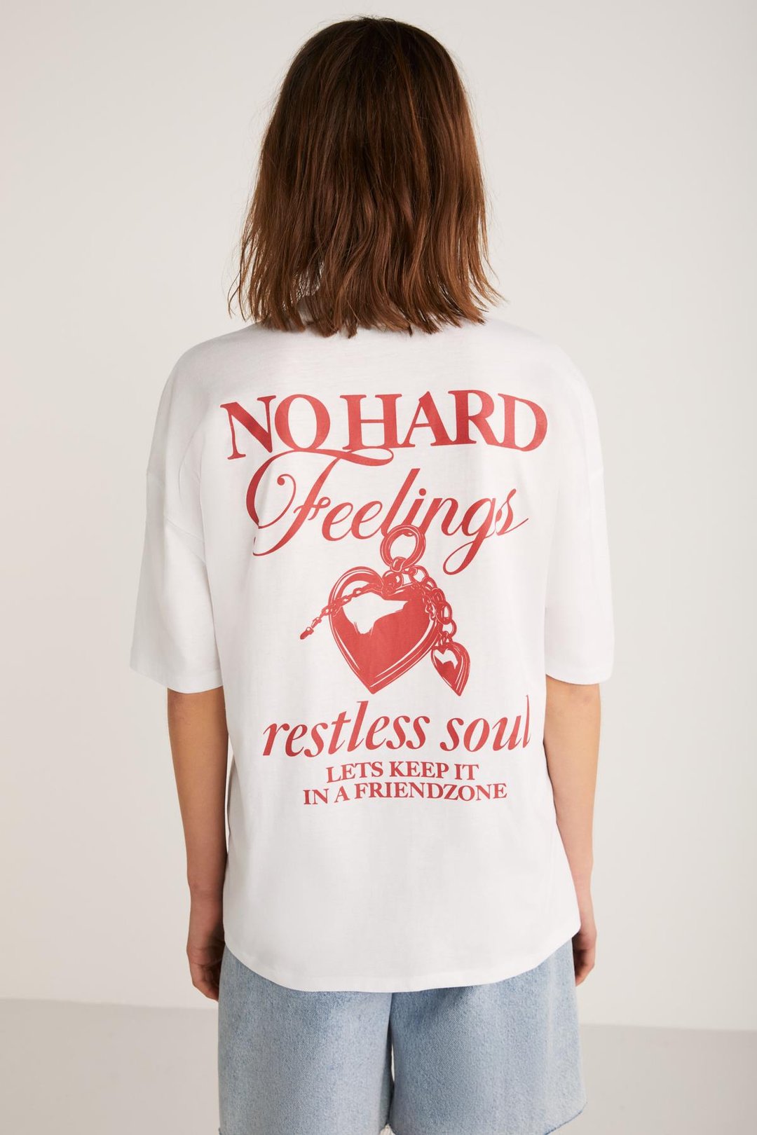 LUCK Basic Slim Beyaz Tekli T-Shirt