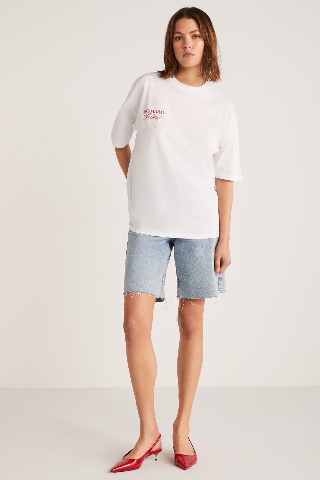 LUCK Basic Slim Beyaz Tekli T-Shirt