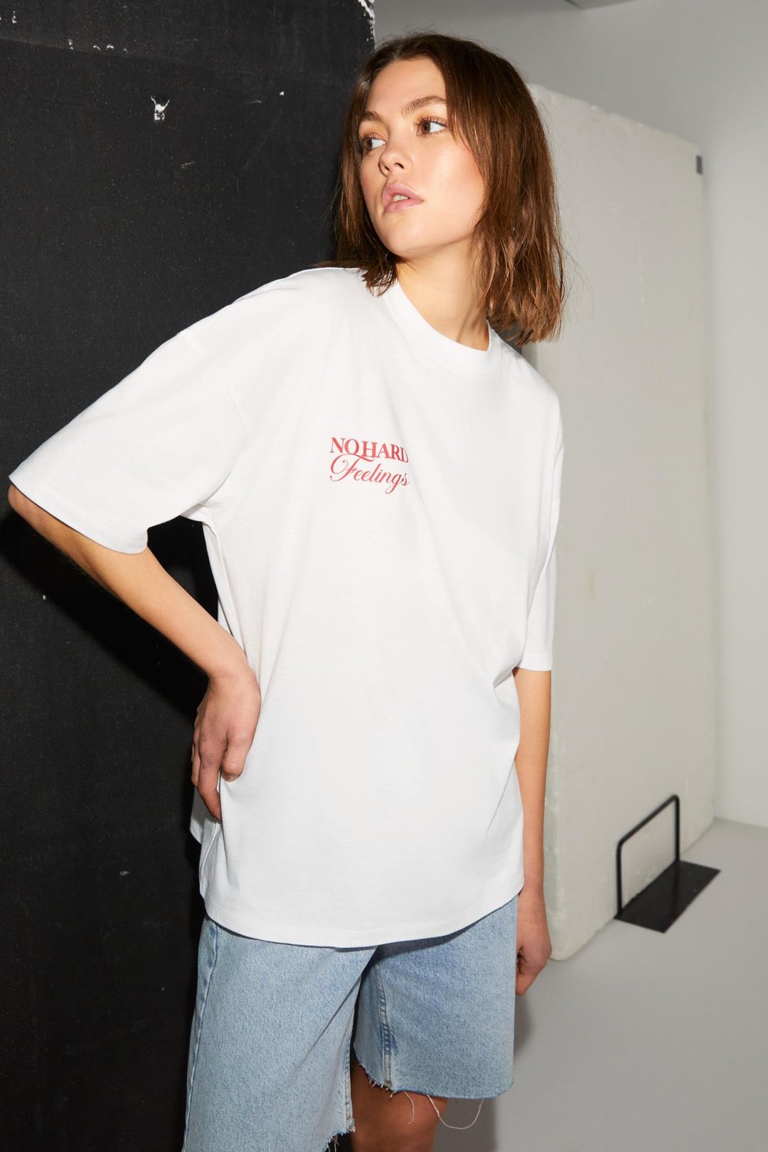 LUCK Basic Slim Beyaz Tekli T-Shirt