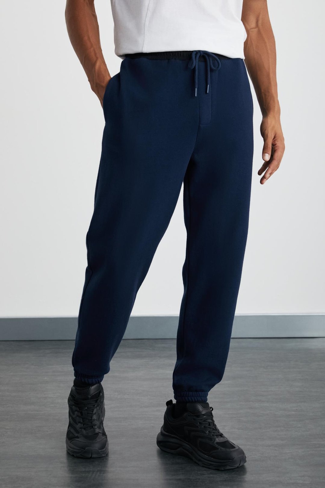 LUDWIG Erkek Organik Pamuklu Kumaşlı Paraşüt Fermuarlı Cepli İçi Polarlı Lacivert Eşofman Altı