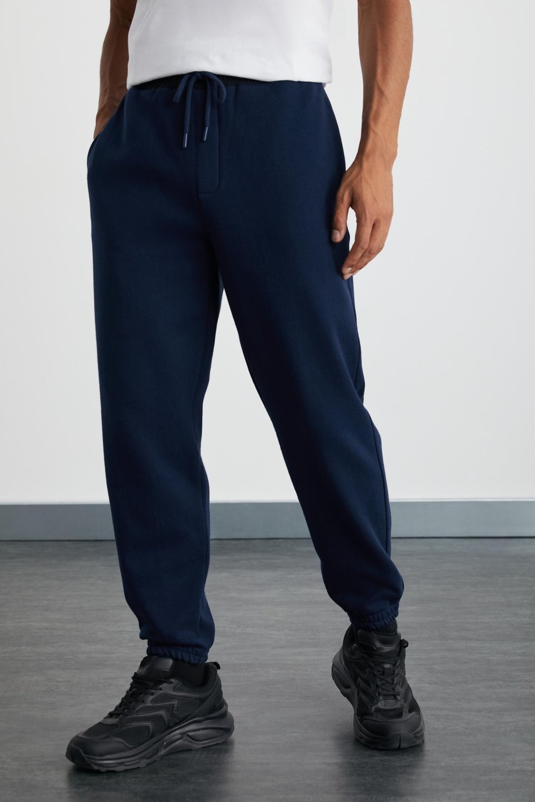 LUDWIG Erkek Organik Pamuklu Kumaşlı Paraşüt Fermuarlı Cepli İçi Polarlı Lacivert Eşofman Altı