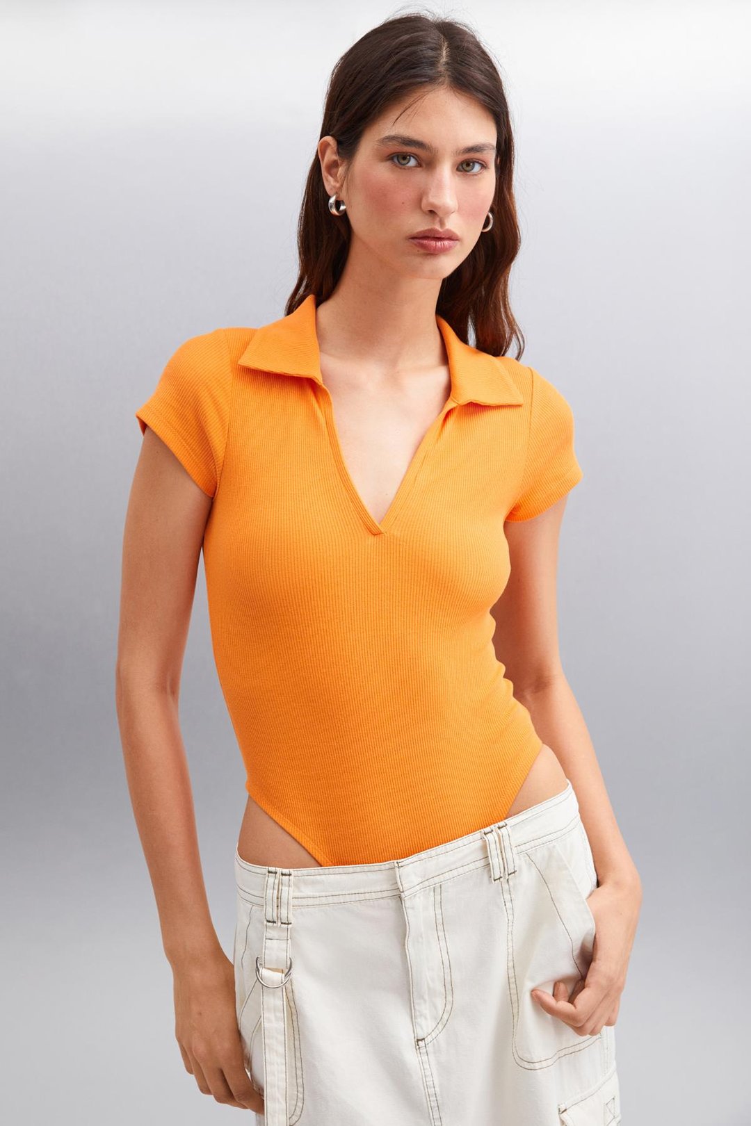 LUIGINA  Slim Turuncu Tekli Bluz
