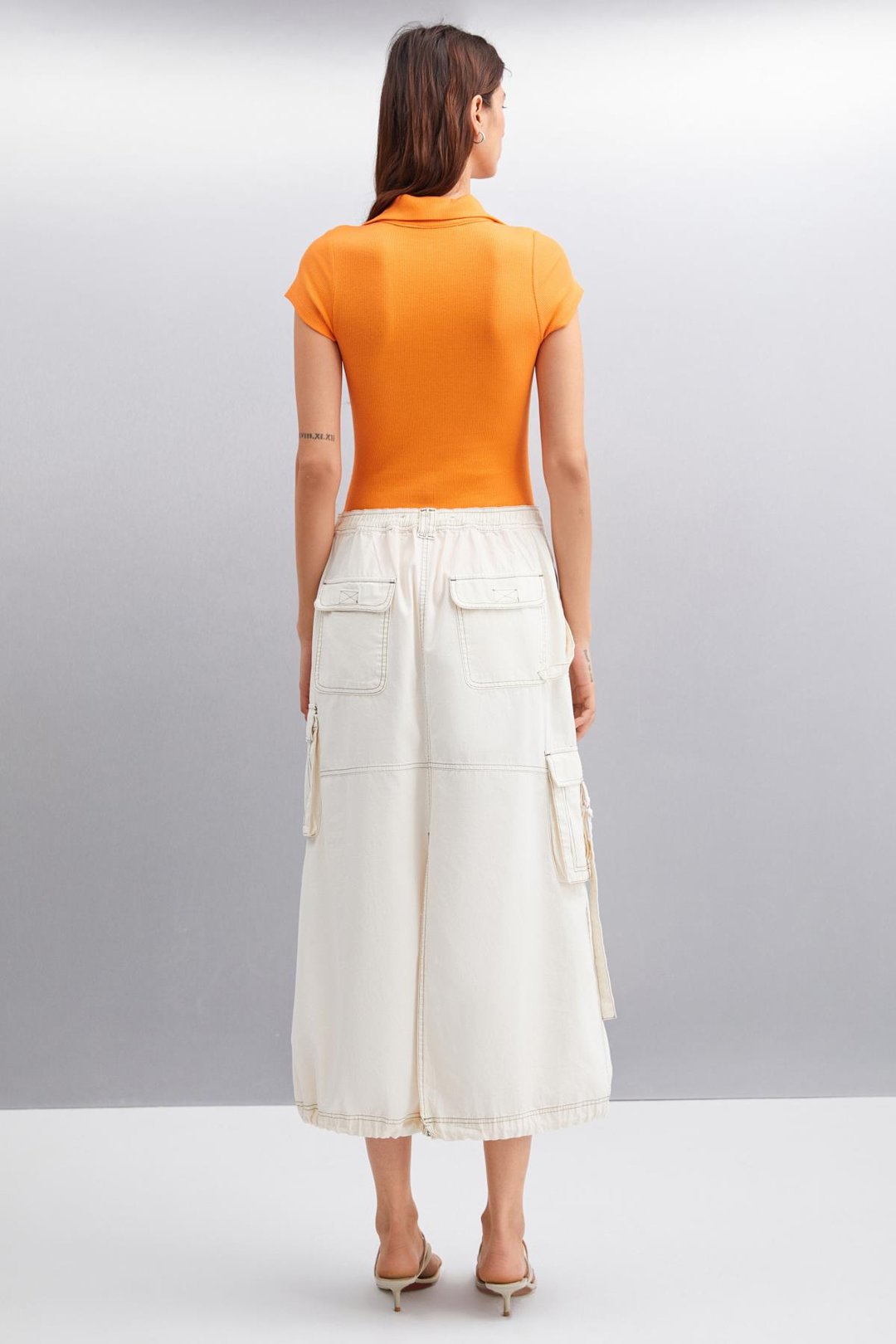 LUIGINA  Slim Turuncu Tekli Bluz