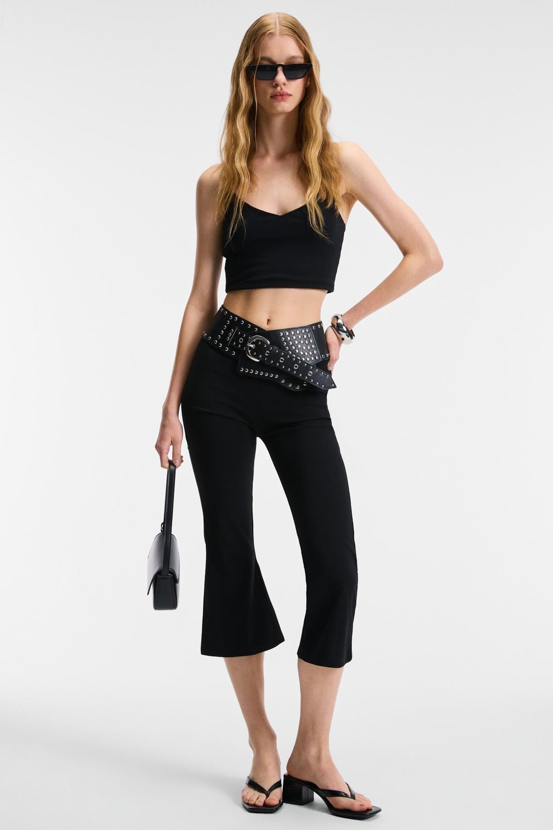 LUMINA Kadın İnce Ayar Askılı Slim Crop Siyah Atlet