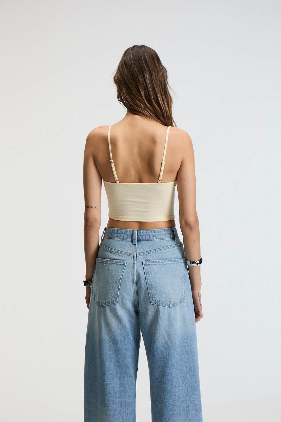 LUMINA Kadın İnce Ayar Askılı Slim Crop Sarı Atlet