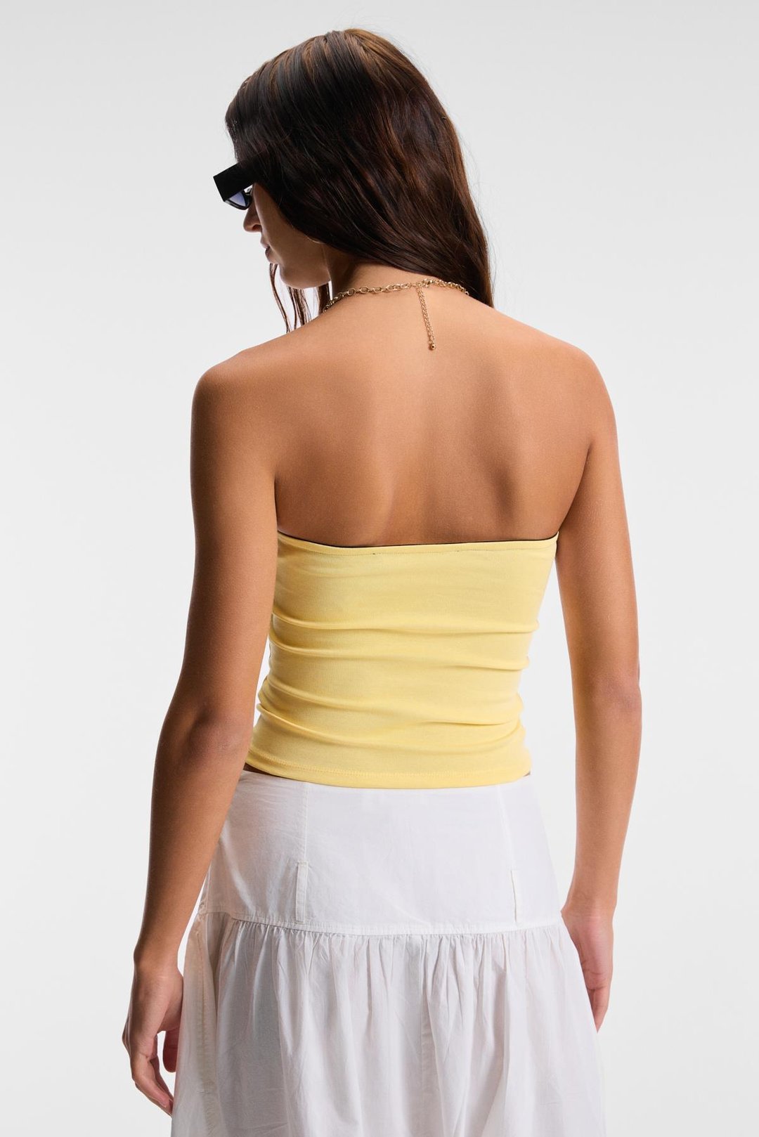 LUNESSA Kadın Vücutta Sabit Duran Silikon Lastikli Straplez Sarı Bluz