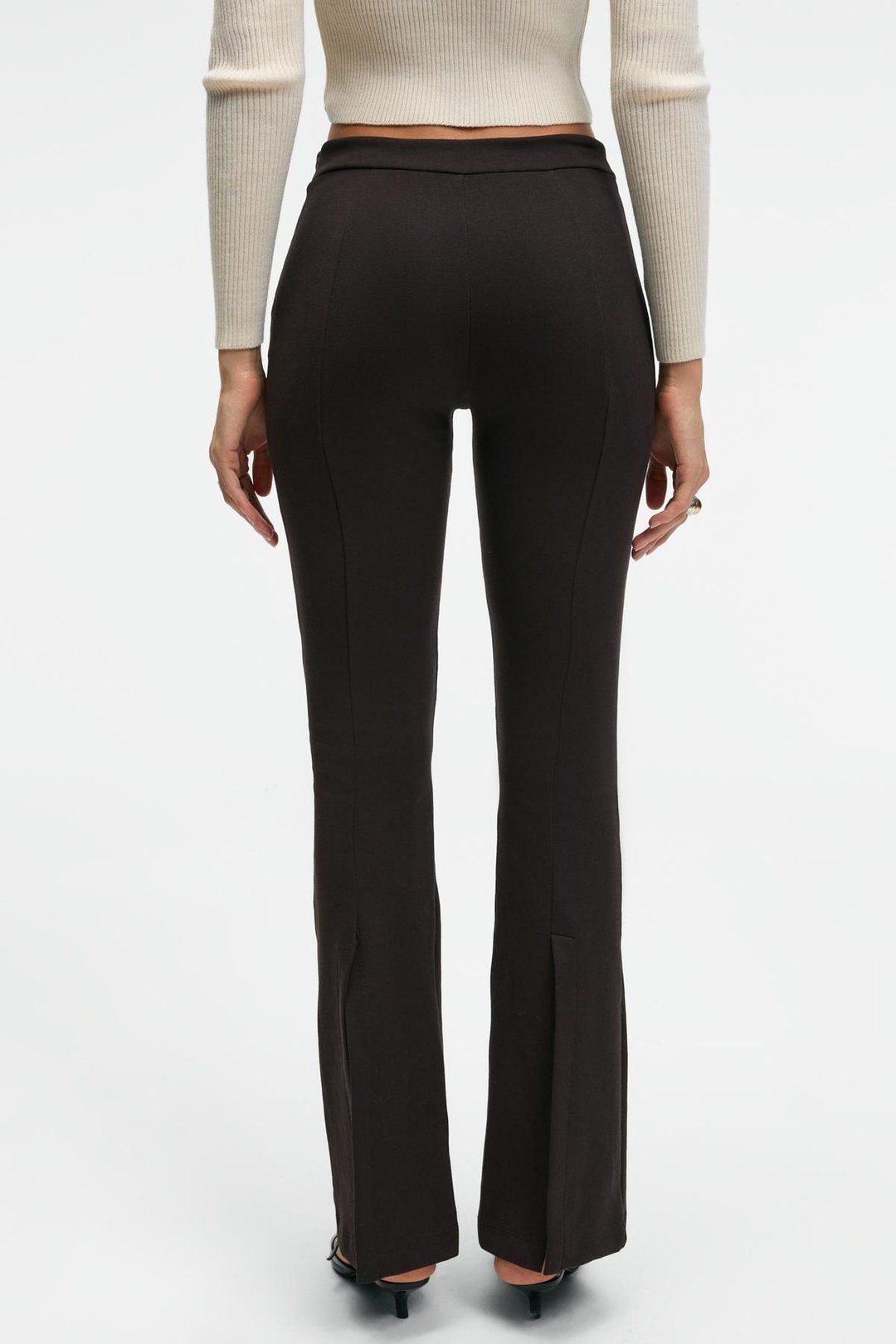 LYSAVINE Kadın Esnek Kumaşlı Slim Fit Koyu Kahverengi Pantolon