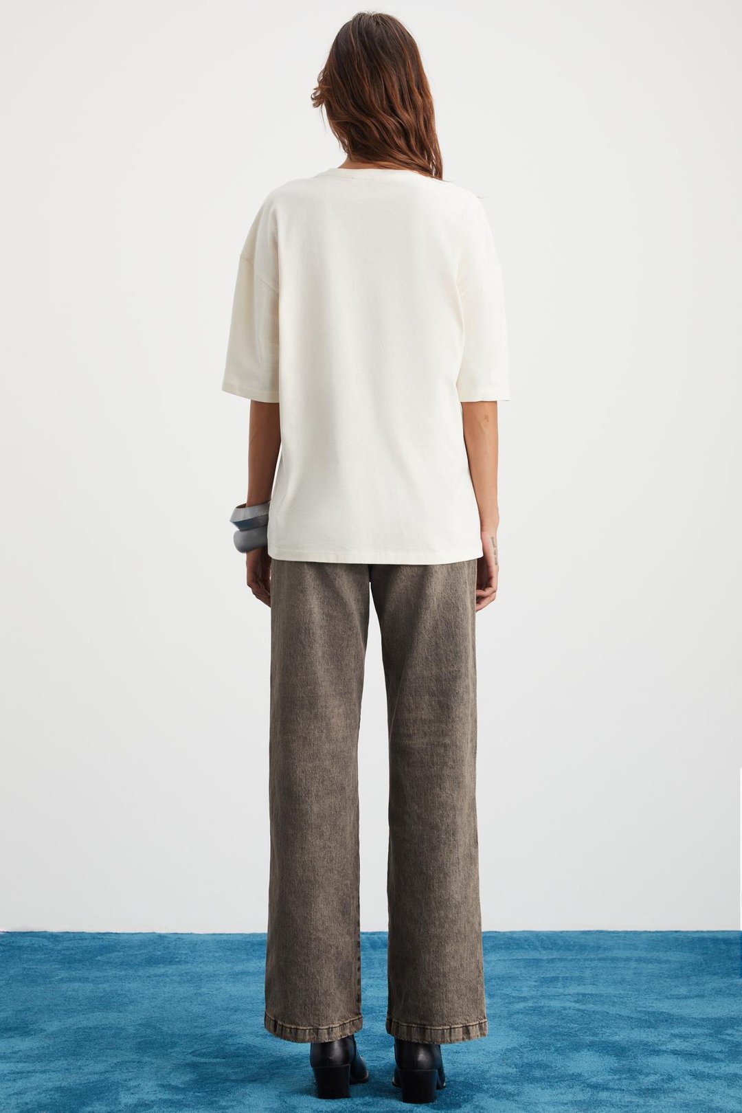 MAJER Kadın %100 Organik Pamuklu Western Tema Baskılı Regular Fit Krem T-Shirt