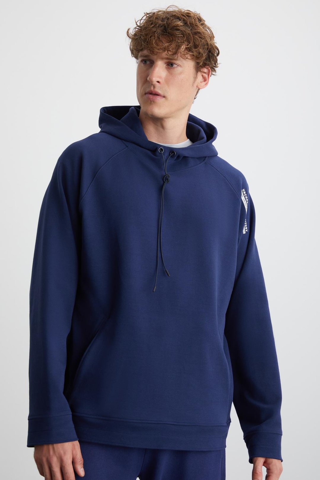 MALAGOS Erkek İçi Polarlı Yumuşacık 3 İplik İçi Şardonlu Regular Kapüşonlu Lacivert Sweatshirt