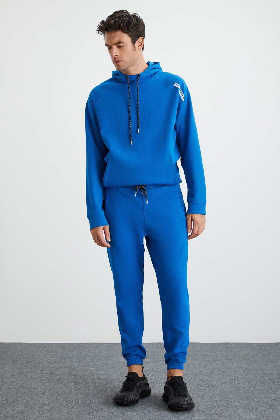 MALAGOS Erkek İçi Polarlı Yumuşacık 3 İplik İçi Şardonlu Regular Kapüşonlu Mavi Sweatshirt