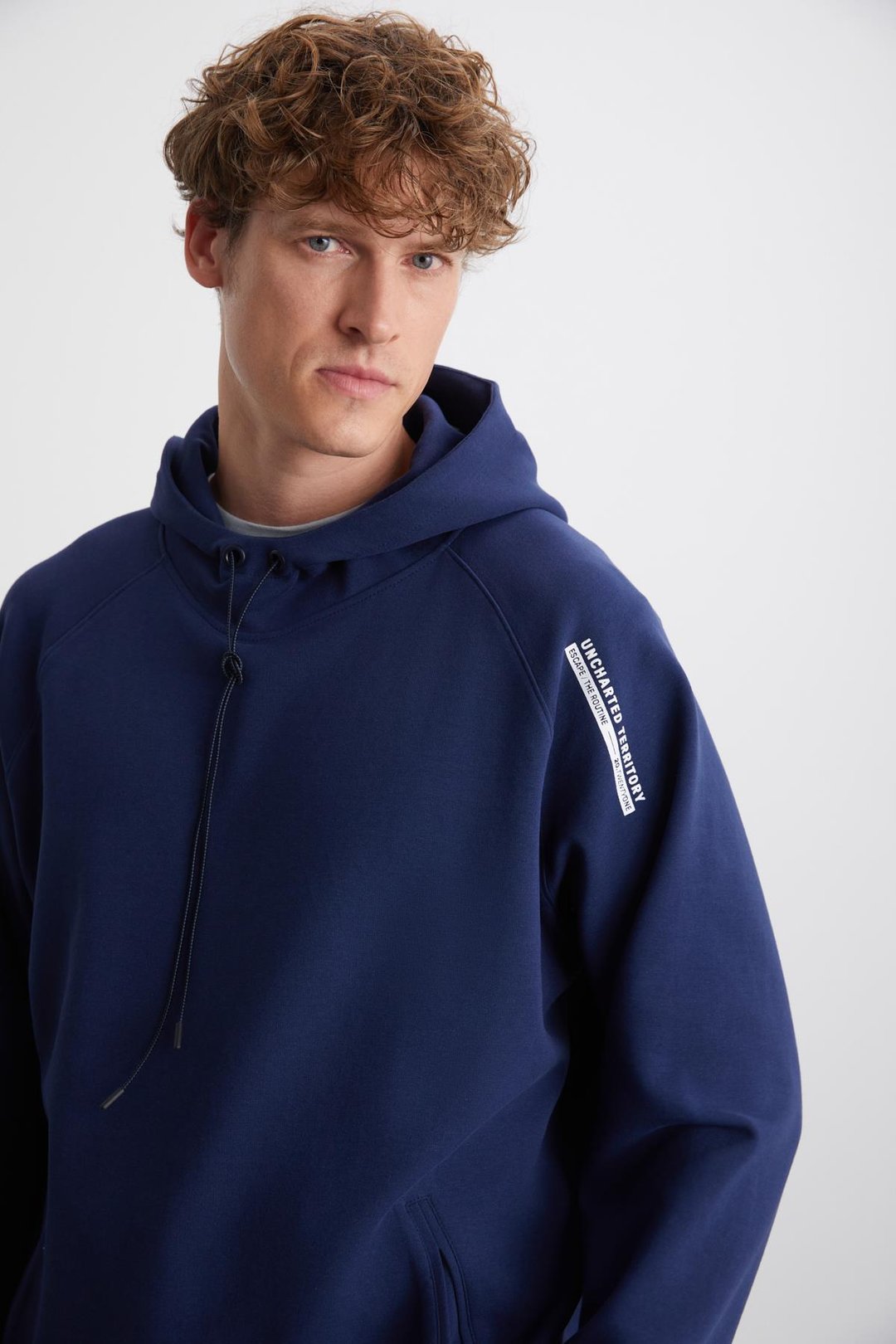 MALAGOS Erkek İçi Polarlı Yumuşacık 3 İplik İçi Şardonlu Regular Kapüşonlu Lacivert Sweatshirt