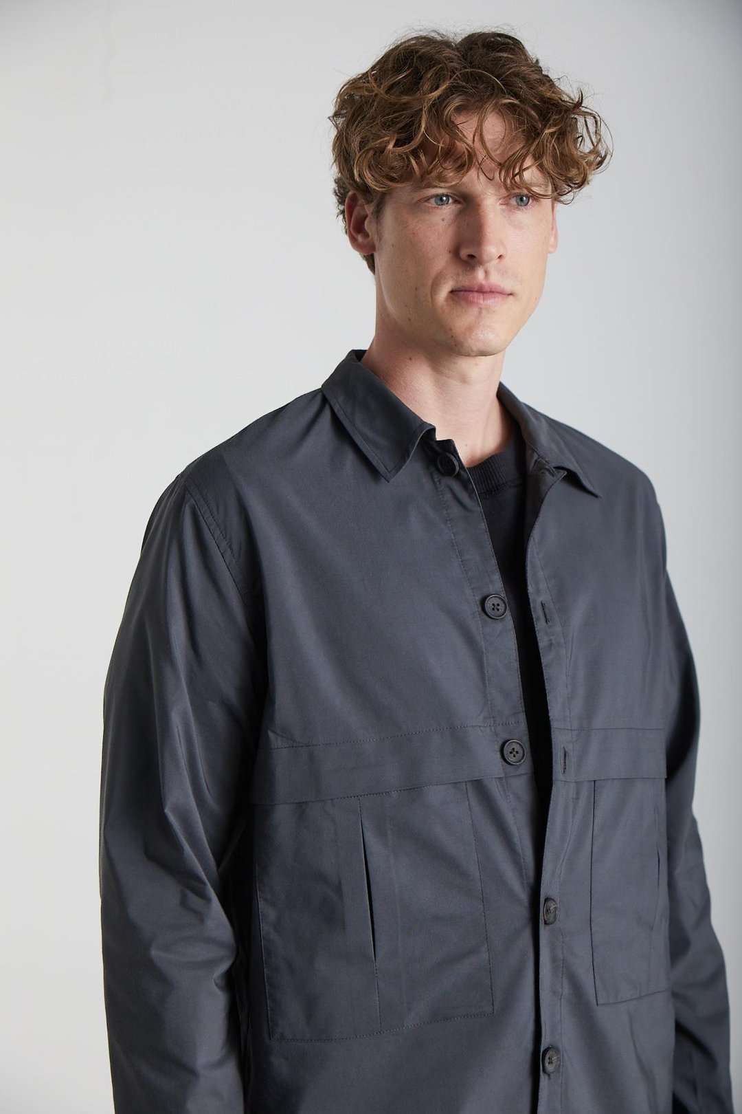 MARCELO Erkek Pamuklu Dokuma Gömlek Yaka Koyu Gri Ceket