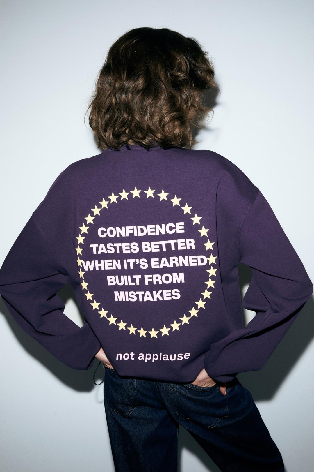 MARIELA Kadın Yuvarlak Yaka Baskı Detaylı Oversıze Mor Sweatshirt