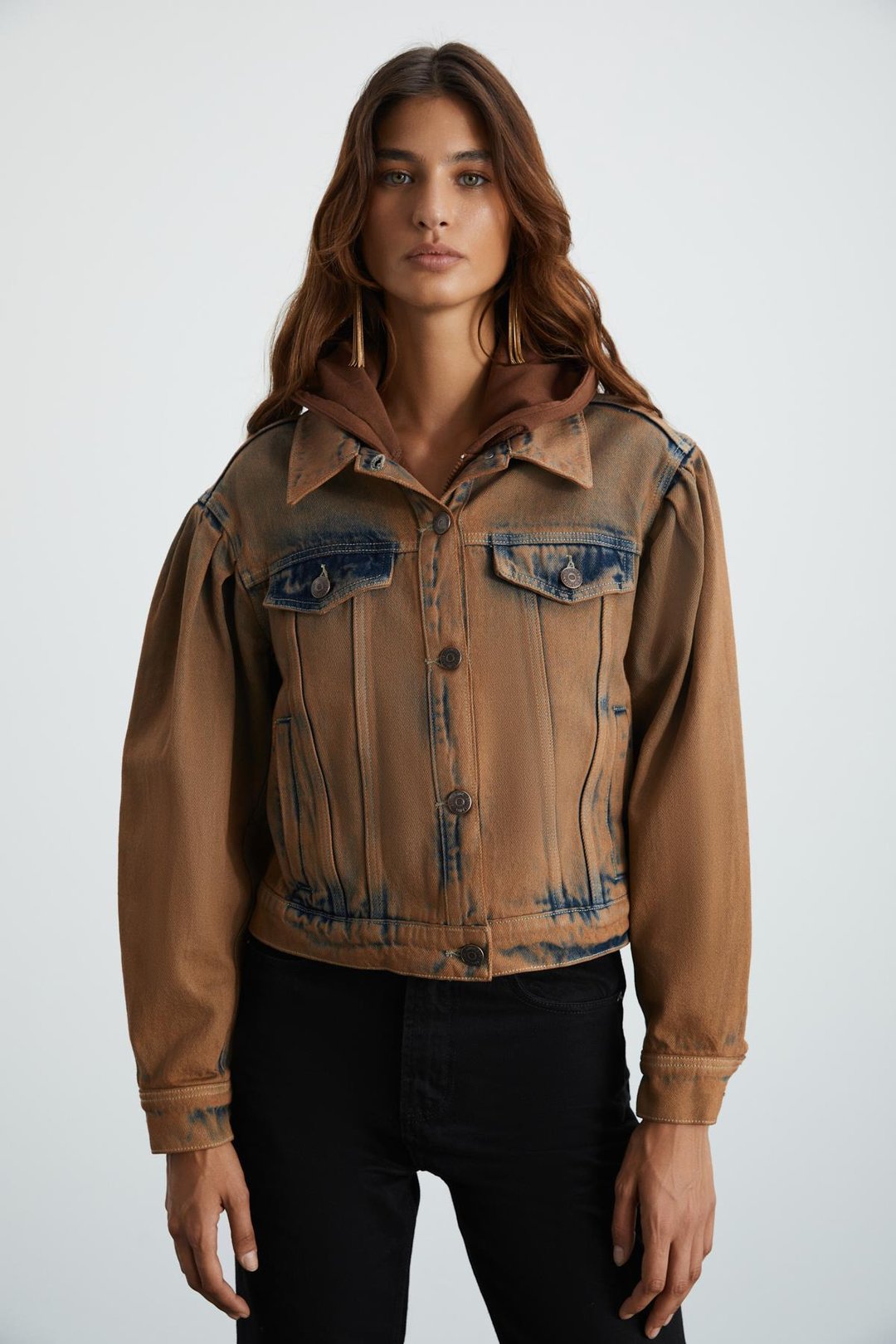 MARQUESHA Kadın Crop Wild Vintage Kahverengi Ceket