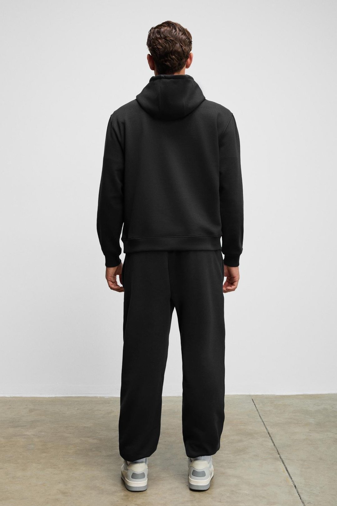 MARSHALLHOODIE Erkek Pamuklu İçi Polarlı Nakışlı Relaxed Siyah Eşofman Takımı