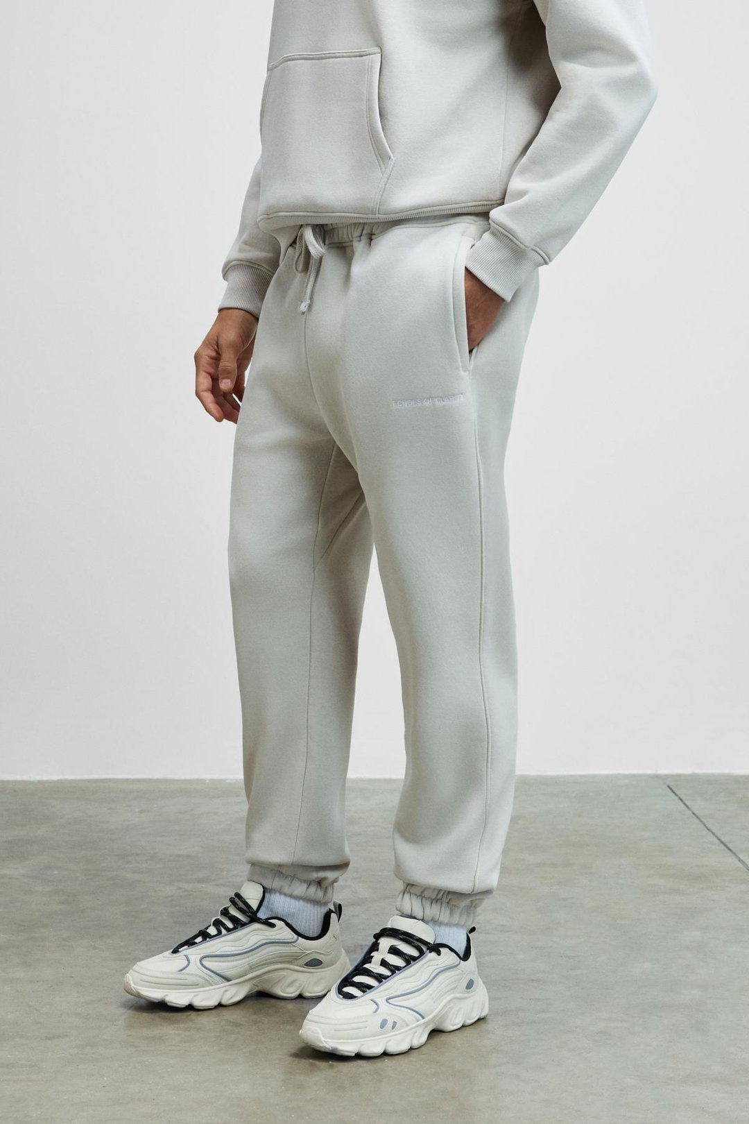 MARSHALLHOODIE Erkek Pamuklu İçi Polarlı Nakışlı Relaxed Gri Eşofman Takımı