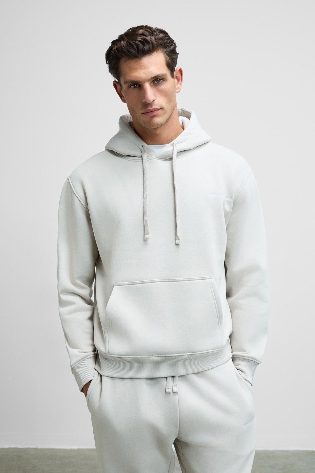 MARSHALLHOODIE Erkek Pamuklu İçi Polarlı Nakışlı Relaxed Gri Eşofman Takımı