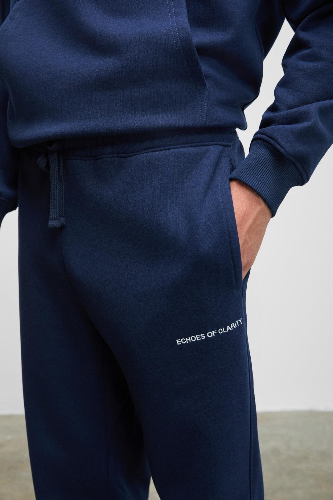 MARSHALLHOODIE Erkek Pamuklu İçi Polarlı Nakışlı Relaxed Koyu Lacivert Eşofman Takımı