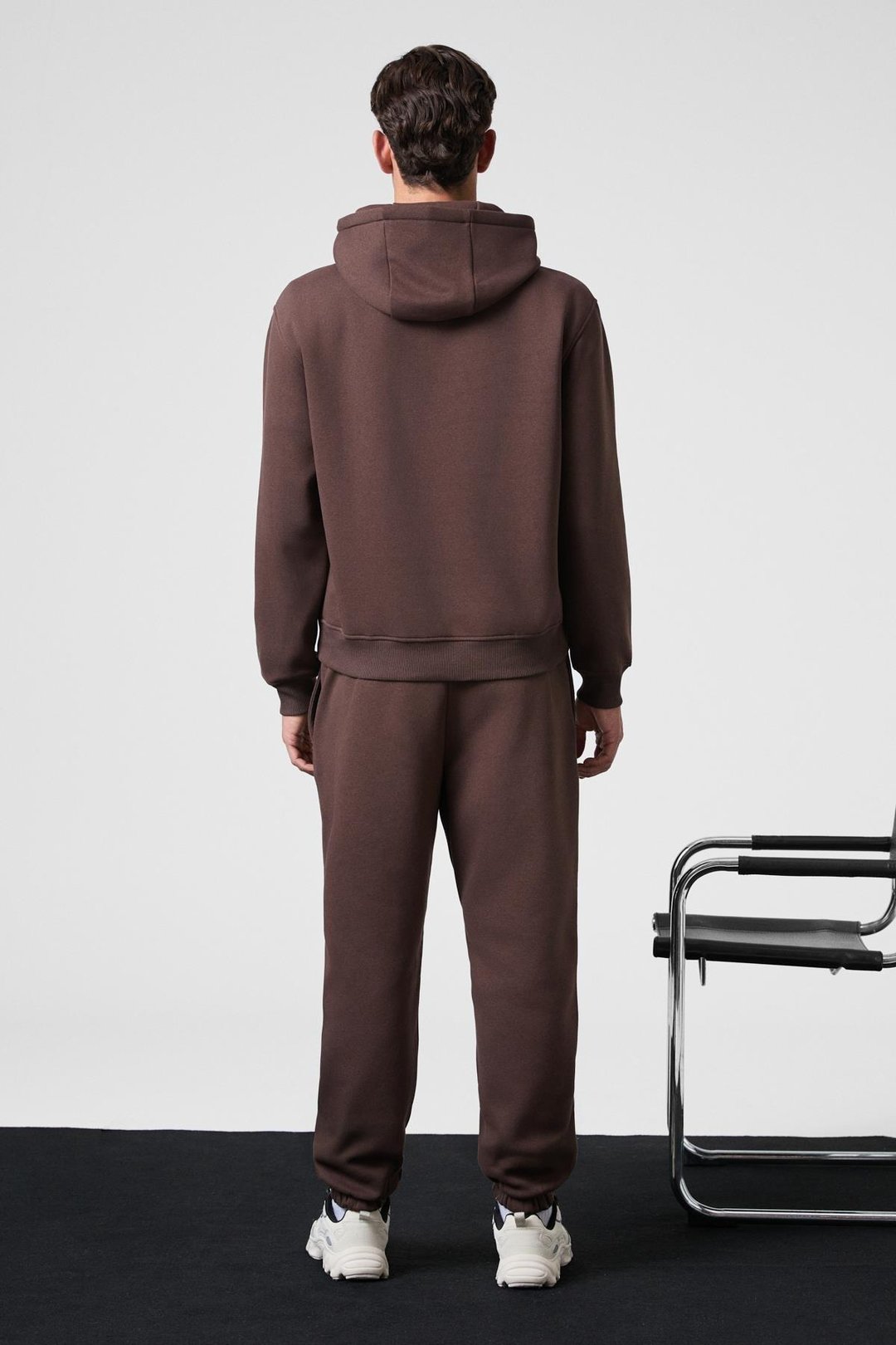 MARSHALLHOODIE Erkek Pamuklu İçi Polarlı Nakışlı Relaxed Kahverengi Eşofman Takımı