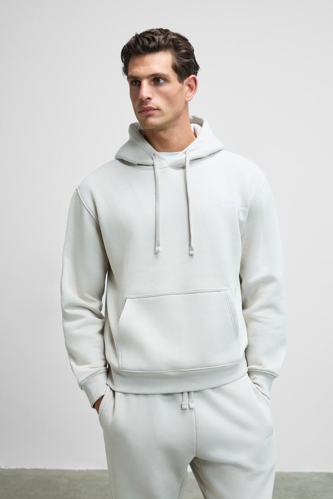 MARSHALLHOODIE Erkek Pamuklu İçi Polarlı Nakışlı Relaxed Gri Eşofman Takımı