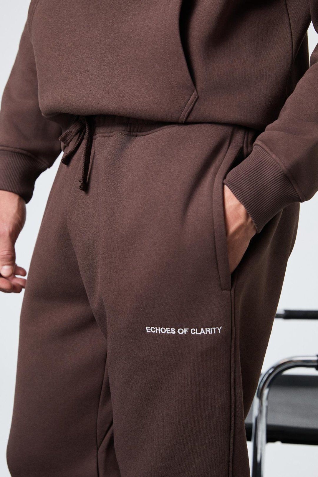 MARSHALLHOODIE Erkek Pamuklu İçi Polarlı Nakışlı Relaxed Kahverengi Eşofman Takımı