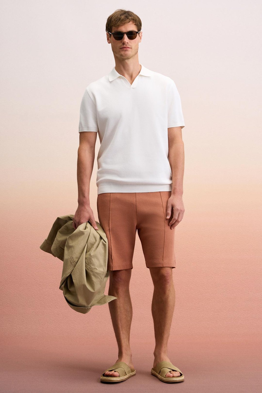 MATSEN Erkek Beli Lastikli Yan ve Arka Cepli Relaxed Kiremit Rengi Şort