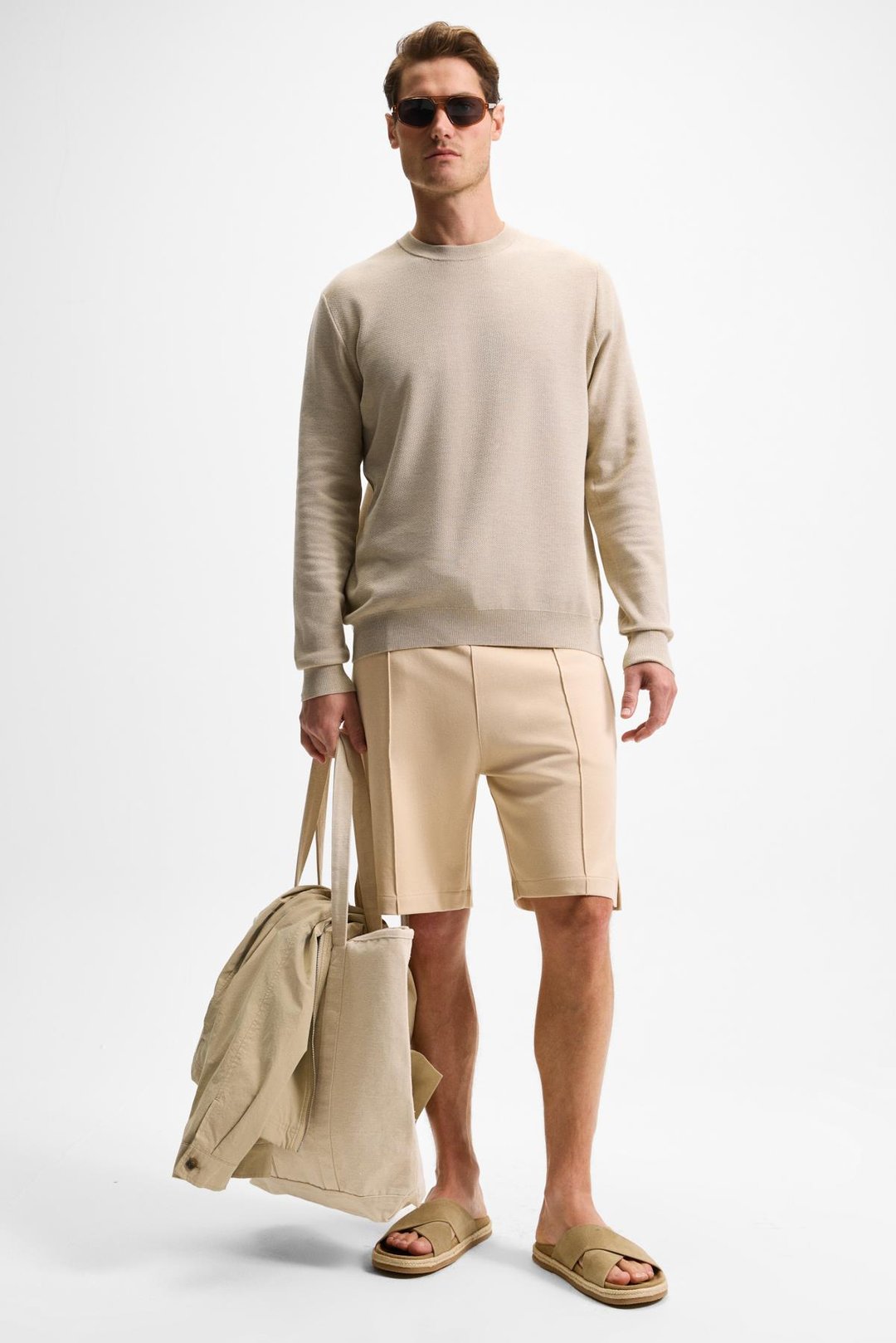 MATSEN Erkek Beli Lastikli Yan ve Arka Cepli Relaxed Bej Şort