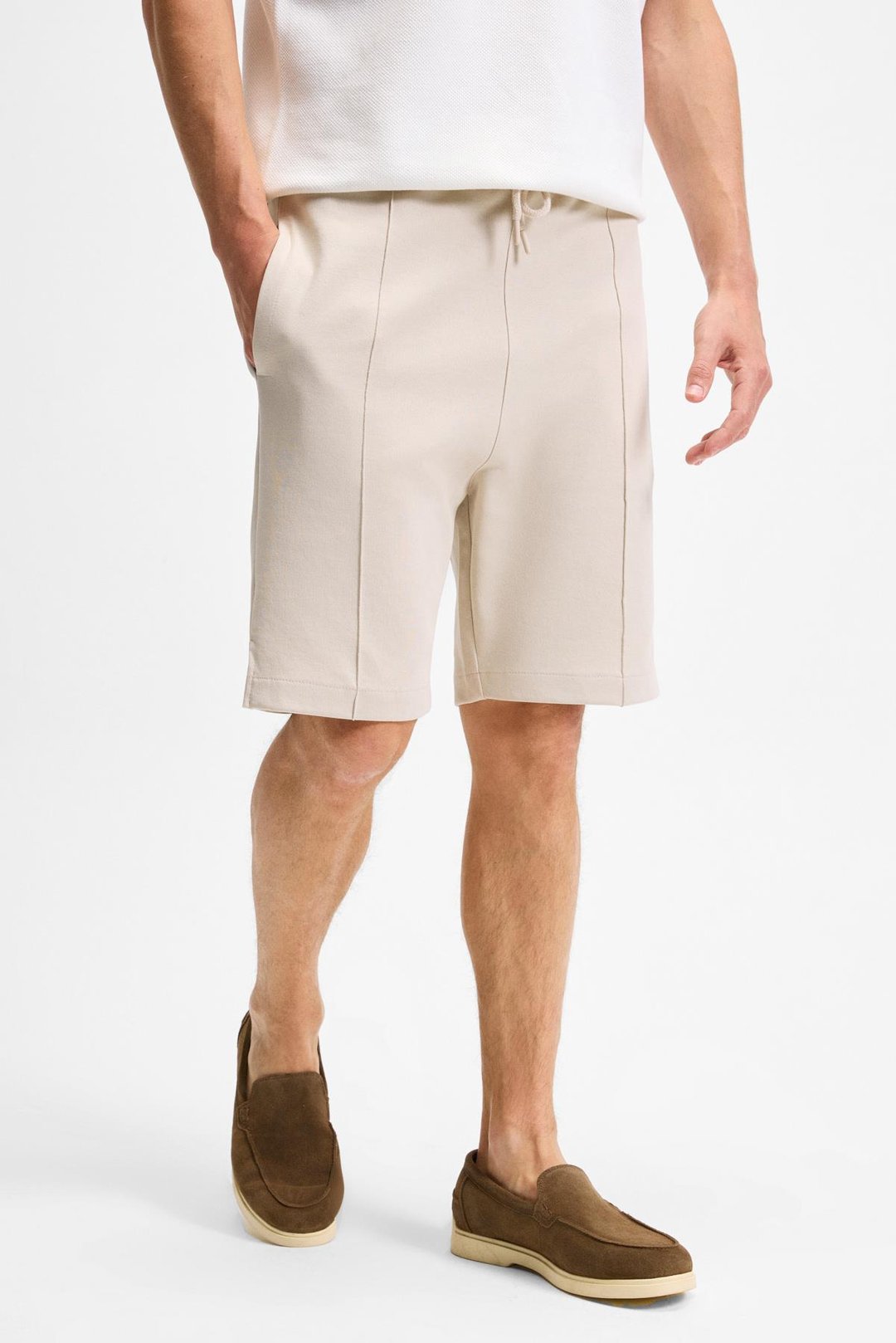 MATSEN Erkek Beli Lastikli Yan ve Arka Cepli Relaxed Taş Rengi Şort