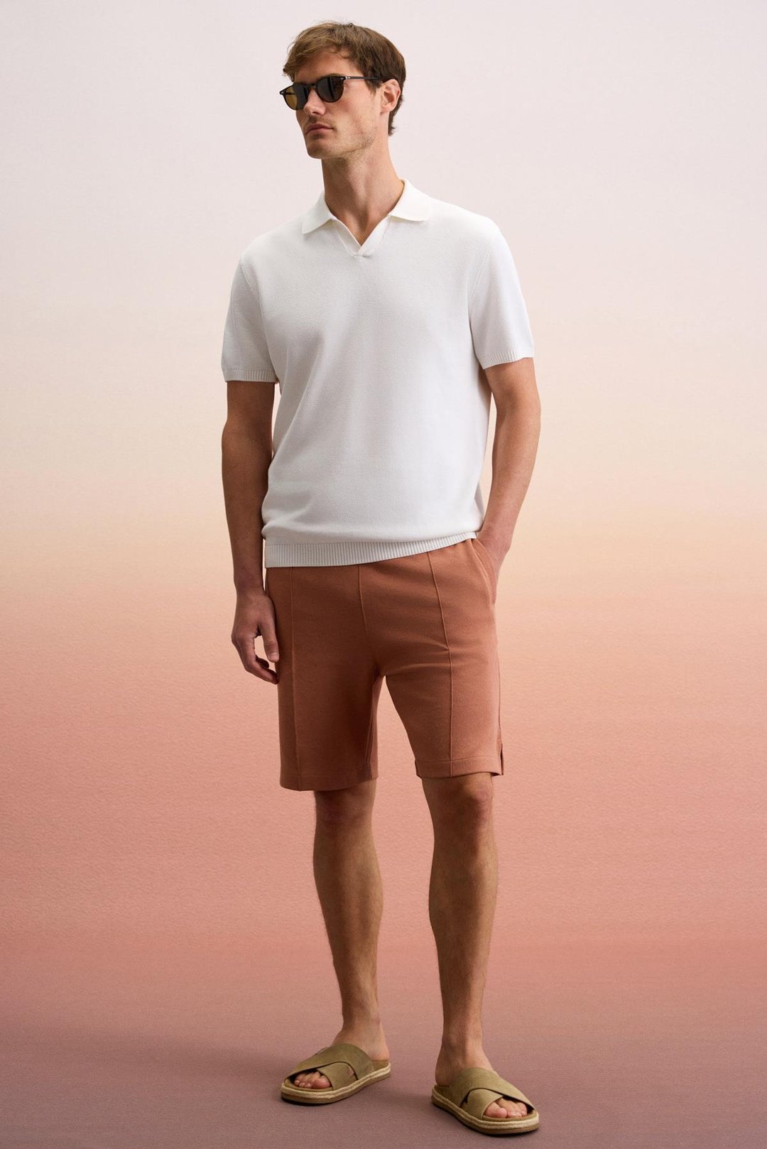 MATSEN Erkek Beli Lastikli Yan ve Arka Cepli Relaxed Kiremit Rengi Şort