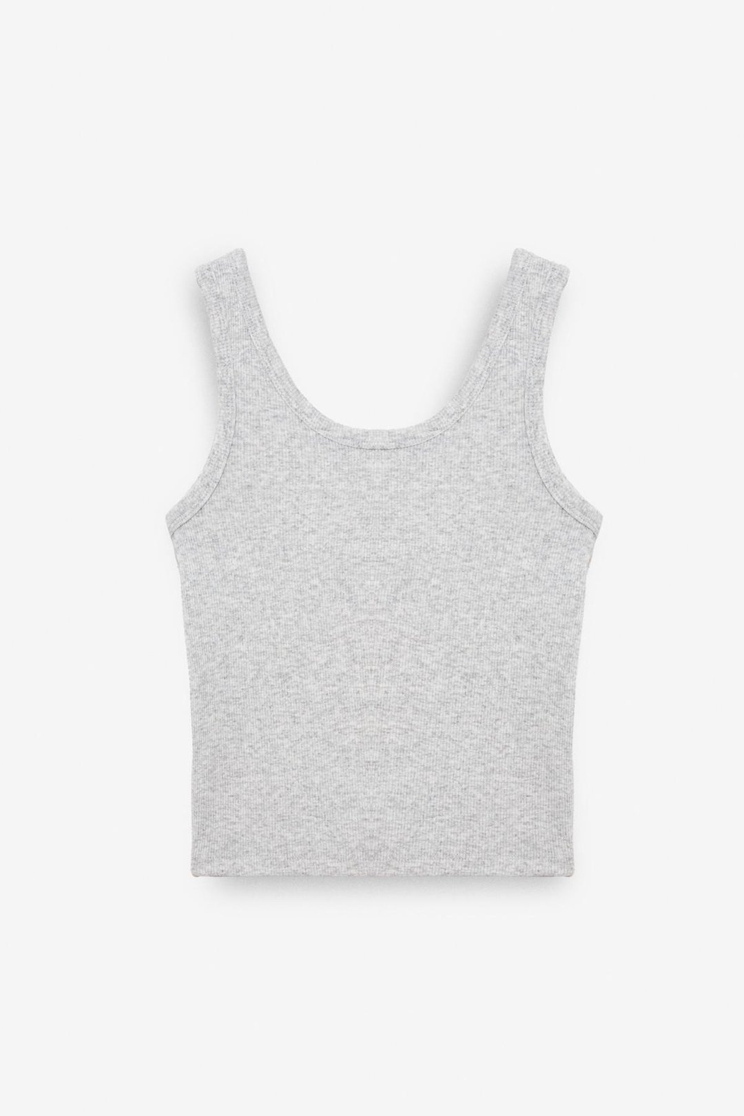 MAVSERA Kadın Kalın Askılı U Yaka Patlı Düğmeli Crop Slim Grimelanj Atlet