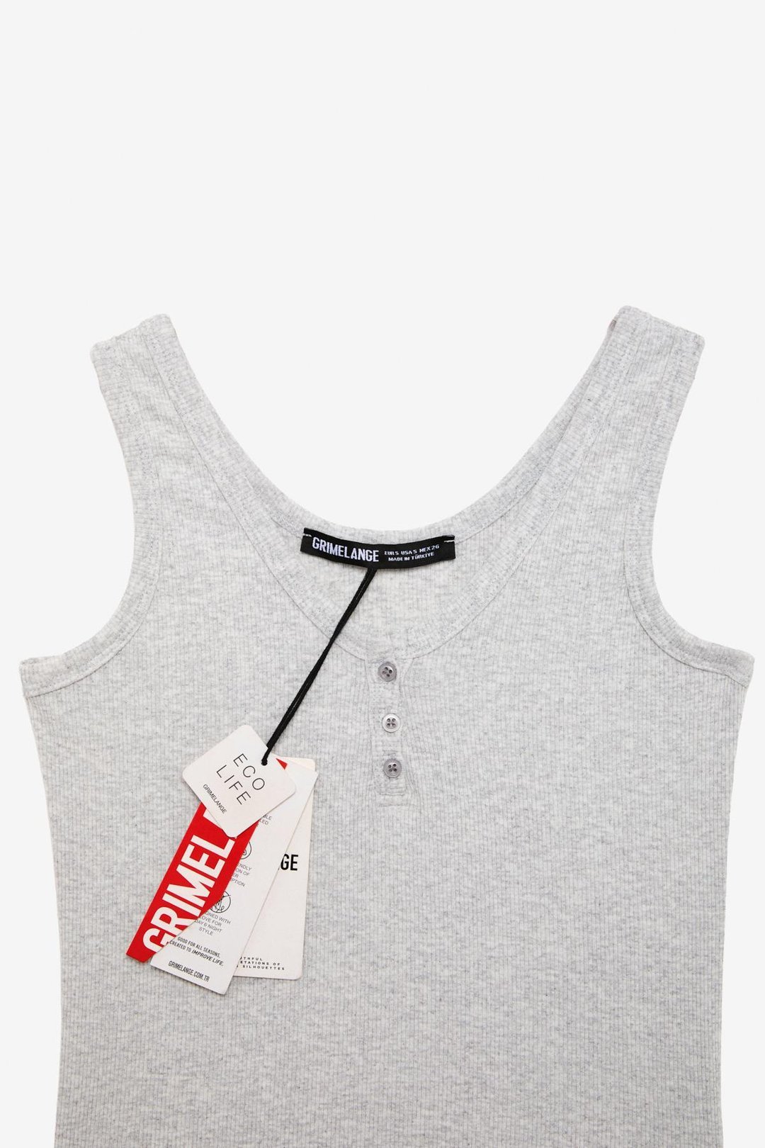 MAVSERA Kadın Kalın Askılı U Yaka Patlı Düğmeli Crop Slim Grimelanj Atlet