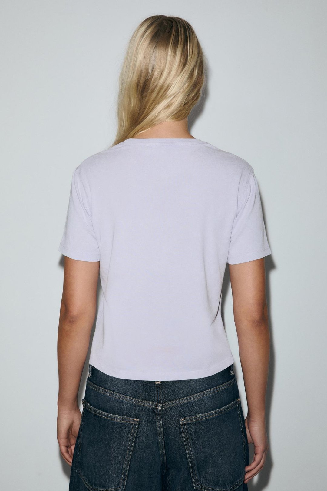 MELUNAE Kadın Organik Pamuklu Bisiklet Yaka Kısa Kollu Baskı Detaylı Lila T-Shirt