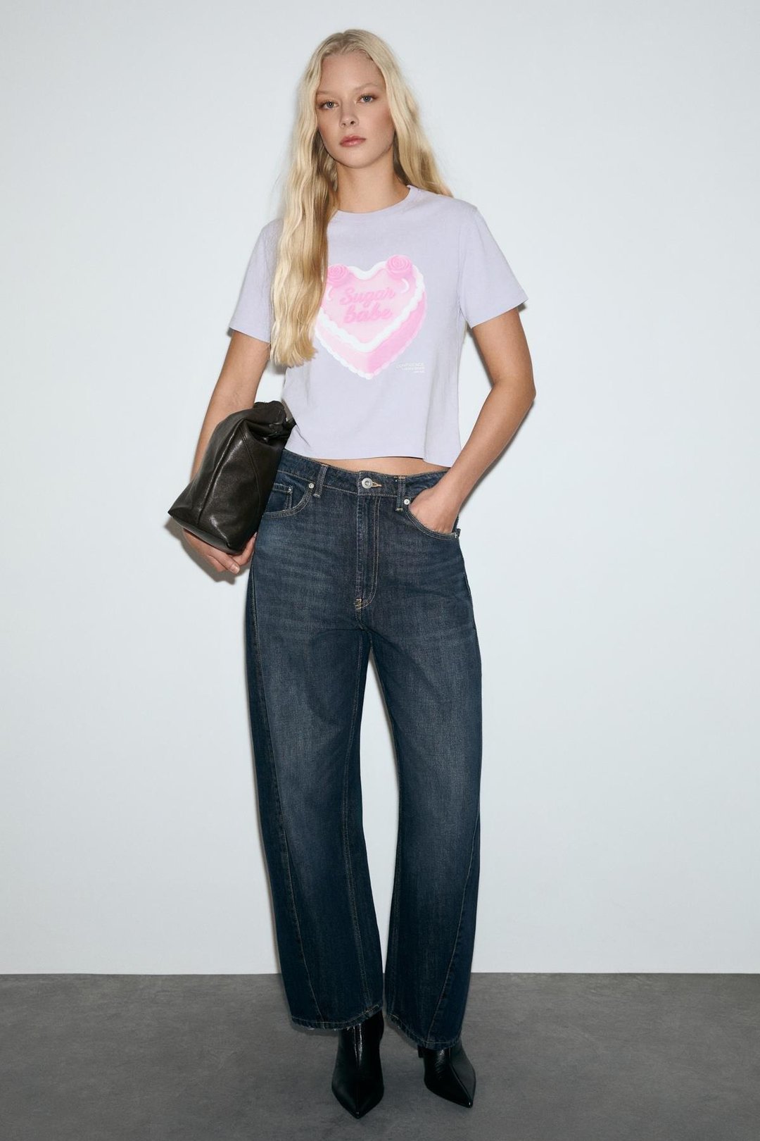 MELUNAE Kadın Organik Pamuklu Bisiklet Yaka Kısa Kollu Baskı Detaylı Lila T-Shirt