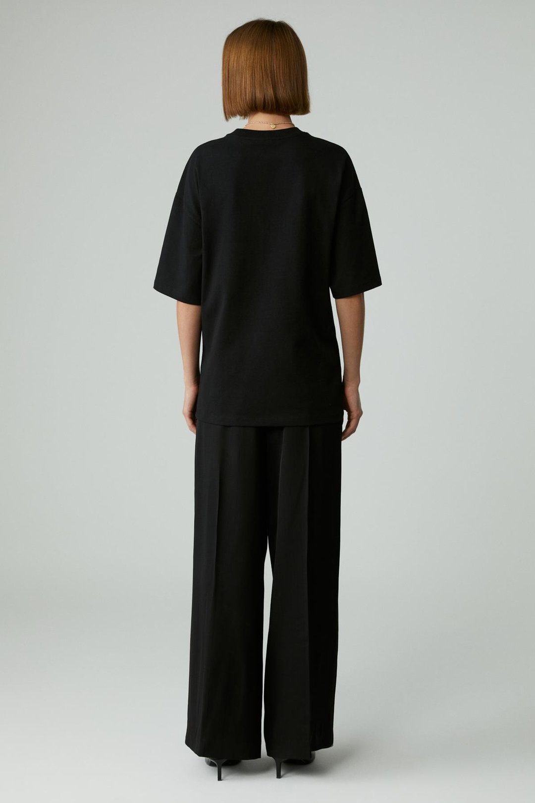 MERCEDITAS Kadın Regular Baskılı Yuvarlak Yaka Siyah T-Shirt