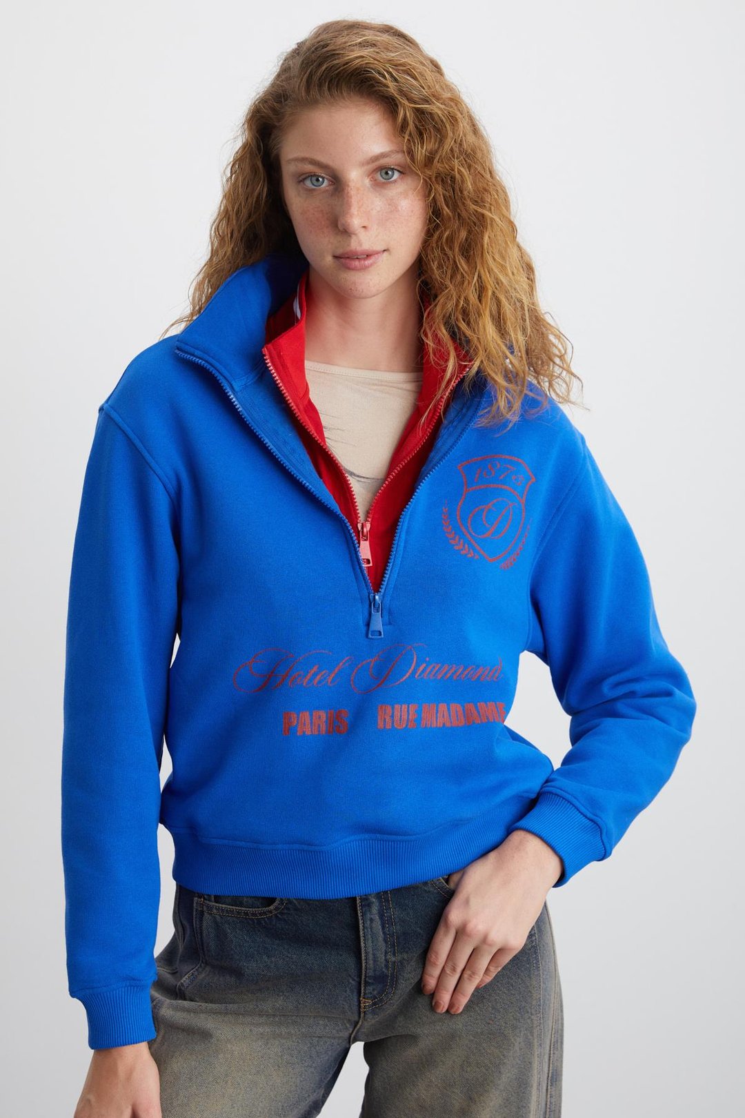 MEYBELIN Kadın %100 Pamuk Organik Cotton Mavi Sweatshirt