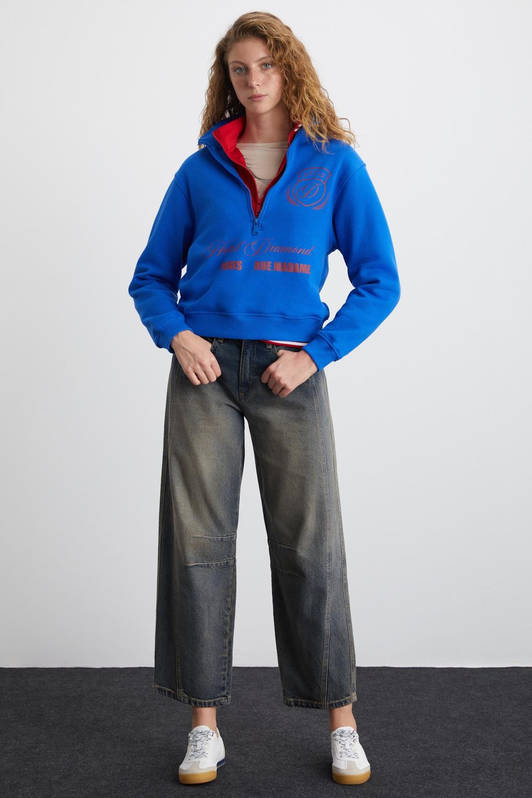 MEYBELIN Kadın %100 Pamuk Organik Cotton Mavi Sweatshirt