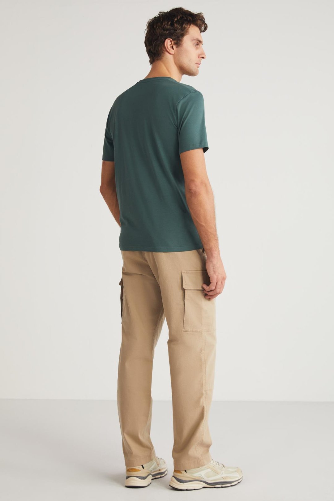 MICHEL Erkek Slim Fit Dar Kesim %100 Organik Pamuklu Yana Kayan Dikişli  Basic Örme Yeşil T-Shirt