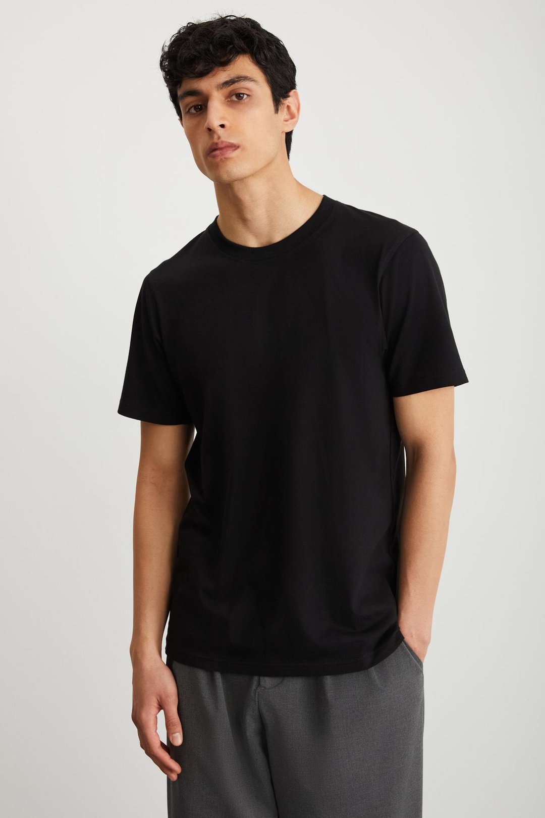 MICHEL Erkek Slim Fit Dar Kesim %100 Organik Pamuklu Yana Kayan Dikişli  Basic Örme Siyah T-Shirt