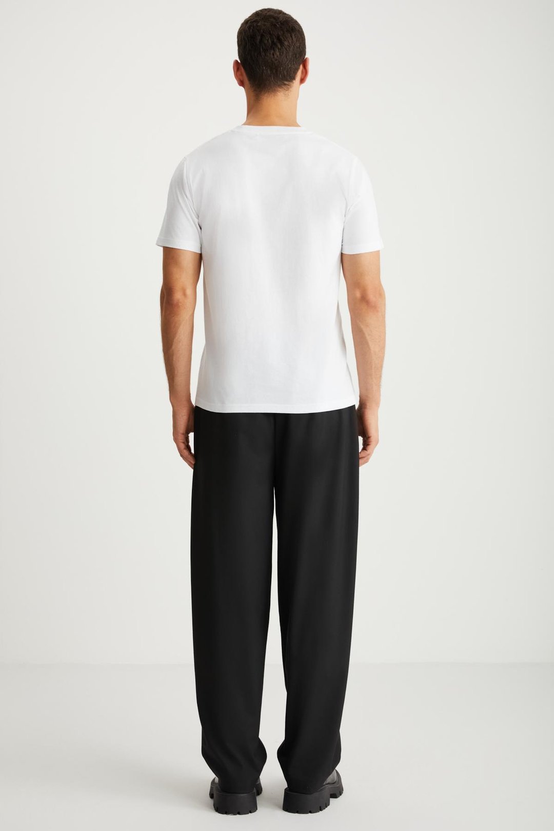 MICHEL Erkek Slim Fit Dar Kesim %100 Organik Pamuklu Yana Kayan Dikişli  Basic Örme Beyaz T-Shirt