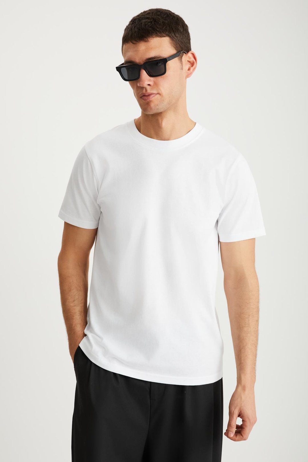 MICHEL Erkek Slim Fit Dar Kesim %100 Organik Pamuklu Yana Kayan Dikişli  Basic Örme Beyaz T-Shirt