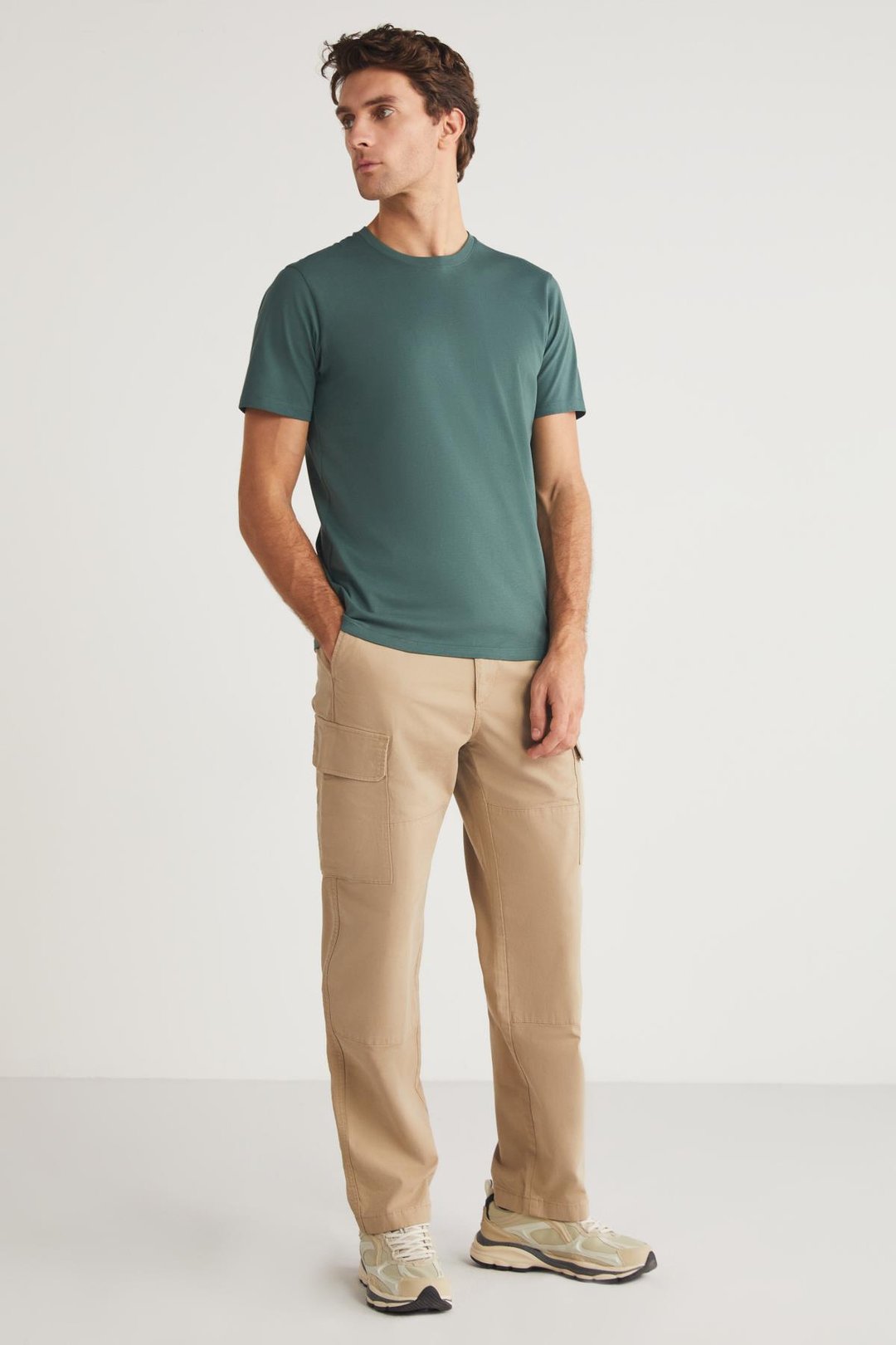 MICHEL Erkek Slim Fit Dar Kesim %100 Organik Pamuklu Yana Kayan Dikişli  Basic Örme Yeşil T-Shirt