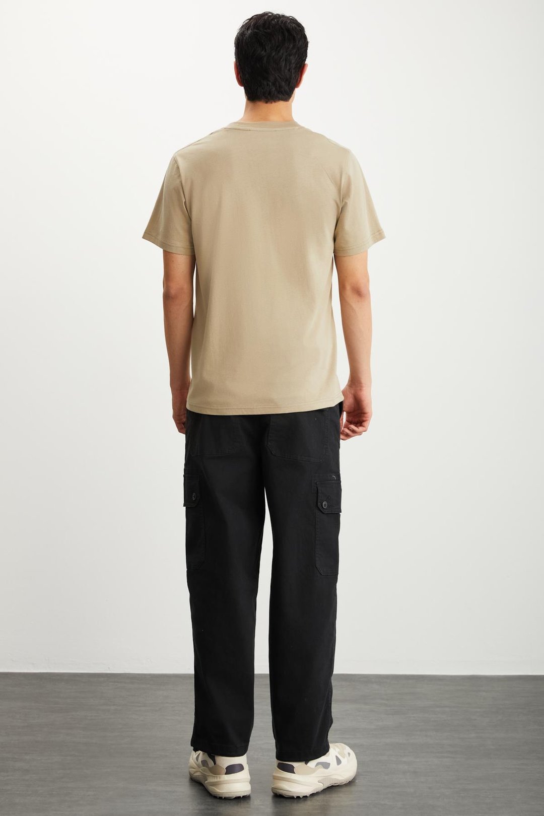 MICHEL Erkek Slim Fit Dar Kesim %100 Organik Pamuklu Yana Kayan Dikişli  Basic Örme Vizon T-Shirt