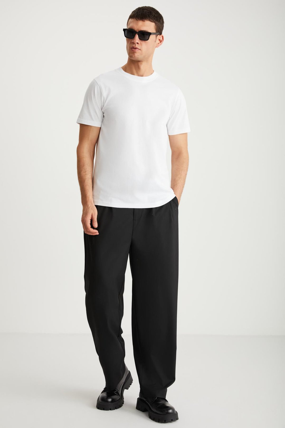 MICHEL Erkek Slim Fit Dar Kesim %100 Organik Pamuklu Yana Kayan Dikişli  Basic Örme Beyaz T-Shirt