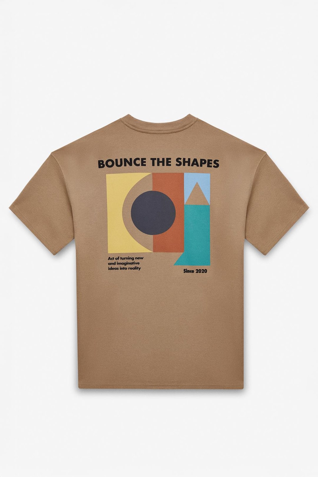 MILENNIAL Erkek Oversize Fit %100 Pamuk Kalın Dokulu Baskılı Koyu Bej T-Shirt